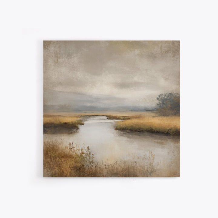 Misty Bridge Landscape Canvas Print, Black and White Art, Abstract Art, Living Room Decor, Watercolor Art, Monochrome, BAW-1x1-19