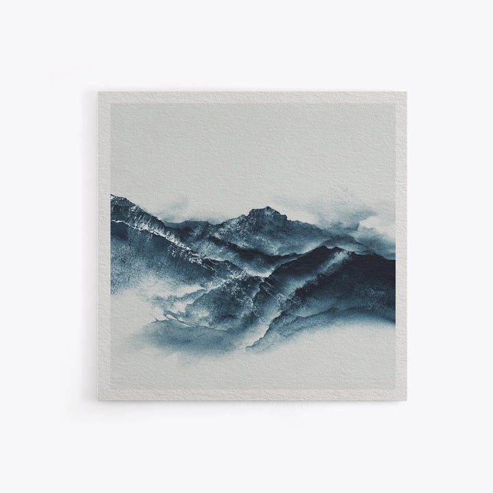 Black Ink Mountain Range Framed Canvas Print, Black and White Art, Canvas Print, Living Room Decor, Oil Painting, Monochrome, BAW-1x1-2