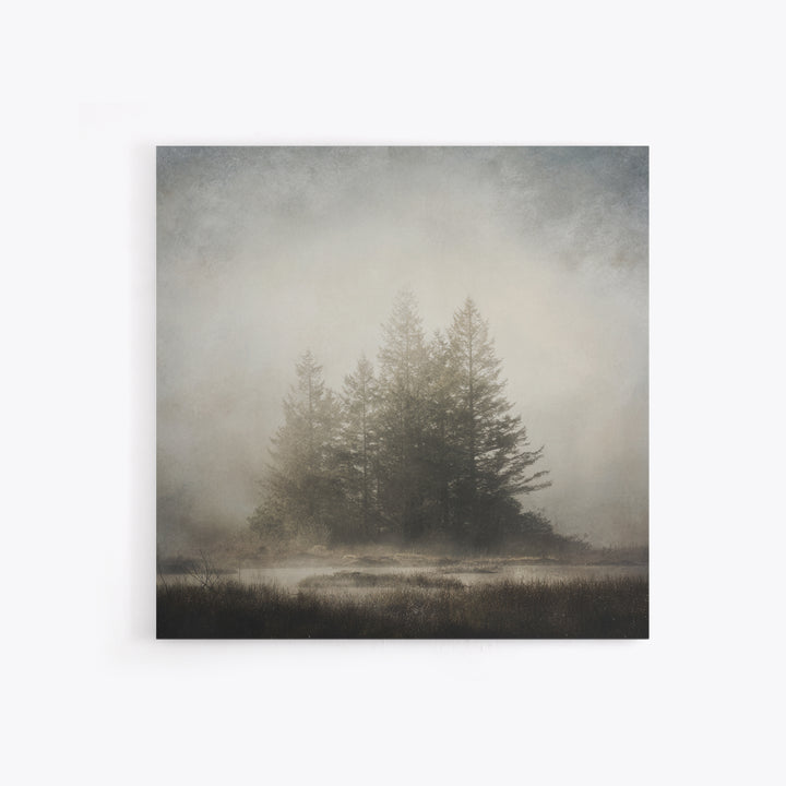 Moody Foggy Forest Canvas Print, Black and White Art, Printable Art, Living Room Decor, Fine Art, Monochrome, Gallery Decor, BAW-1x1-31