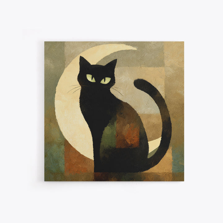 Black Cat Silhouette Framed Canvas Print, Black and White Art, Room Decor, Living Room Decor, Fine Art, Monochrome, Art Print, BAW-1x1-40