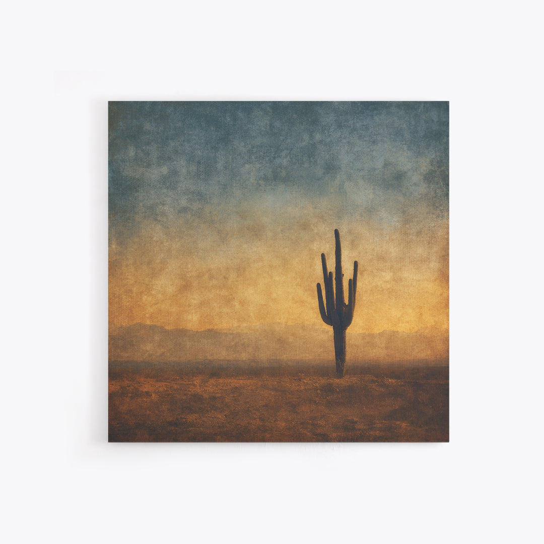 Monochrome Desert Cactus Silhouette Canvas Print, Black and White Art, Luxury Decor, Living Room Decor, Fine Art, Monochrome, BAW-1x1-45