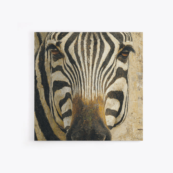 Zebra Stripe Closeup as Graphic Abstraction Canvas Print, Black and White Art, Living Room Decor, Monochrome, BAW-1x1-56