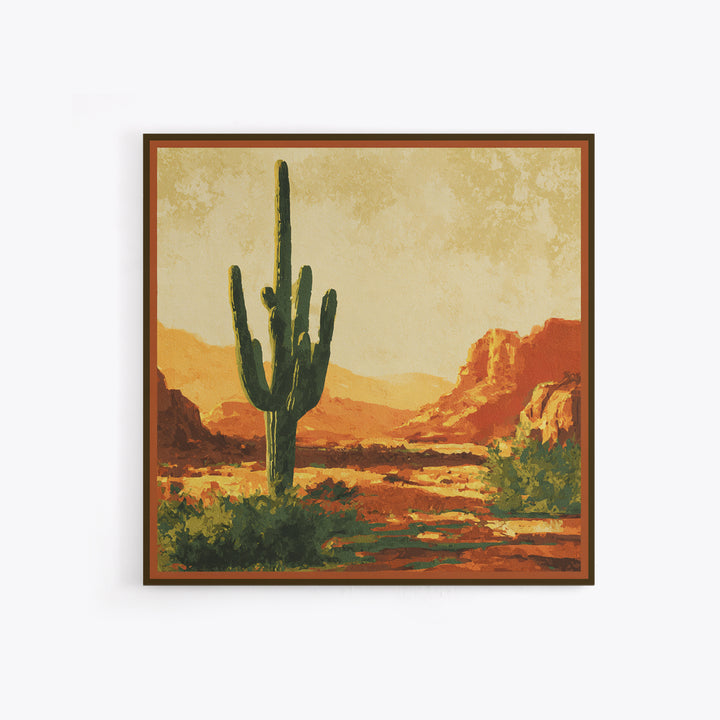 Monochrome Desert Cactus Silhouette Canvas Print, Black and White Art, Luxury Decor, Living Room Decor, Fine Art, Monochrome, BAW-1x1-69