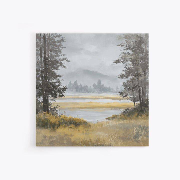 Moody Foggy Forest Framed Canvas Print, Black and White Art, Gothic Decor, Living Room Decor, Oil Painting, Monochrome, BAW-1x1-7