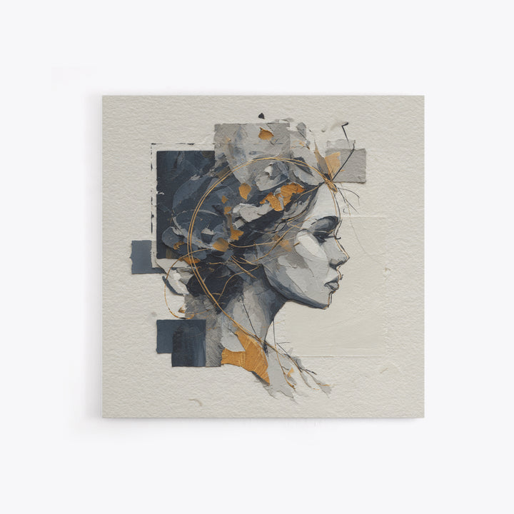 Monochrome Female Profile Framed Canvas Print, Black and White Art, Home Decor, Living Room Decor, Abstract Art, Monochrome, BAW-1x1-73