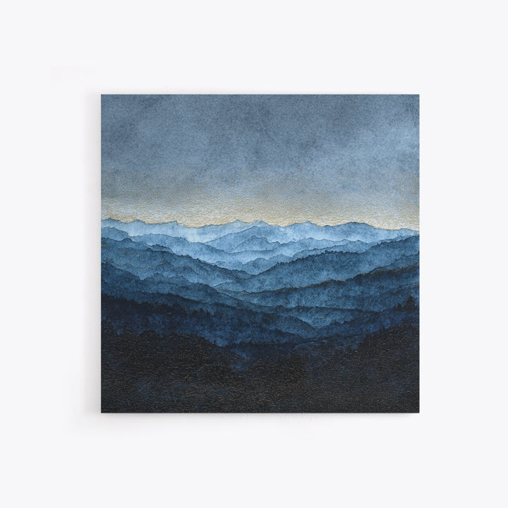 Black Ink Mountain Range Framed Canvas Print, Black and White Art, Fine Art Print, Living Room Decor, Fine Art, Monochrome, BAW-1x1-74