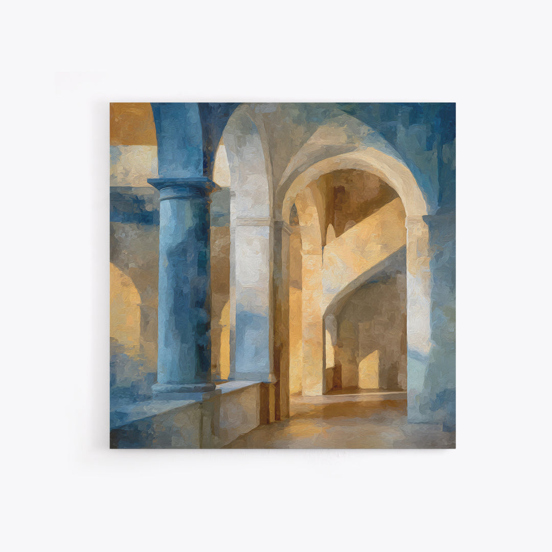 High Contrast Architectural Arches and Shadows Canvas Print, Black and White Art, Statement Artwork, Living Room Decor, BAW-1x1-75