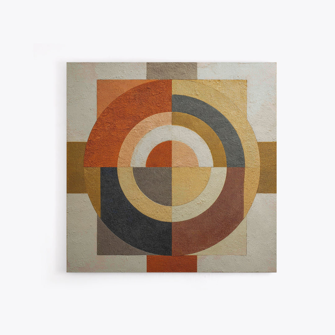 Geometric Bauhaus Grayscale Shapes Canvas Print, Black and White Art, Neutral Decor, Living Room Decor, Fine Art, Monochrome, BAW-1x1-90