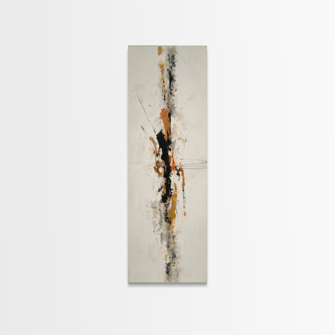 Abstract Charcoal Gestures on White Paper Canvas Print, Black and White Art, Living Room Decor, Abstract Art, Monochrome, BAW-1x3-16