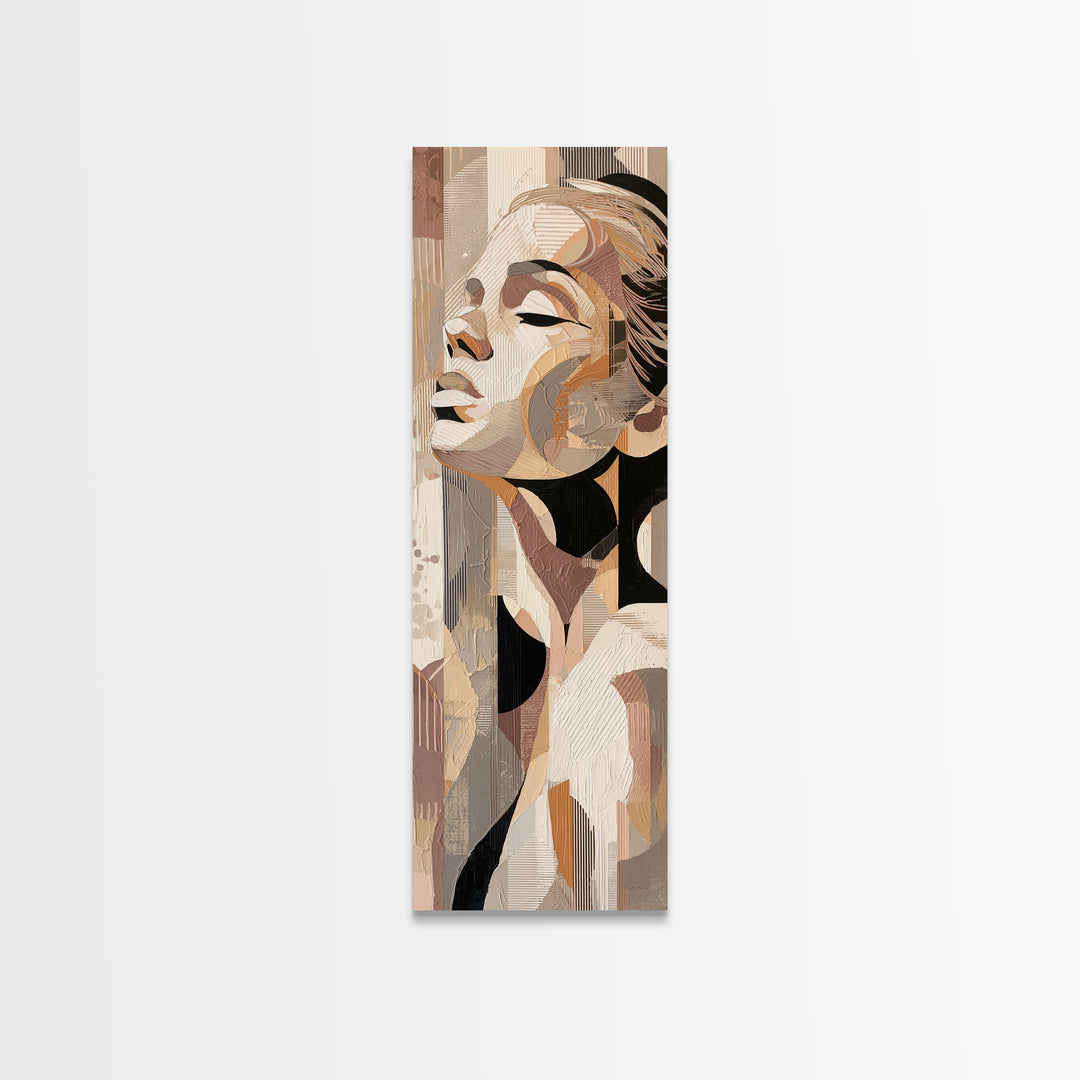 Monochrome Female Profile Canvas Print, Black and White Art, Minimalist Decor, Living Room Decor, Fine Art, Monochrome, BAW-1x3-37