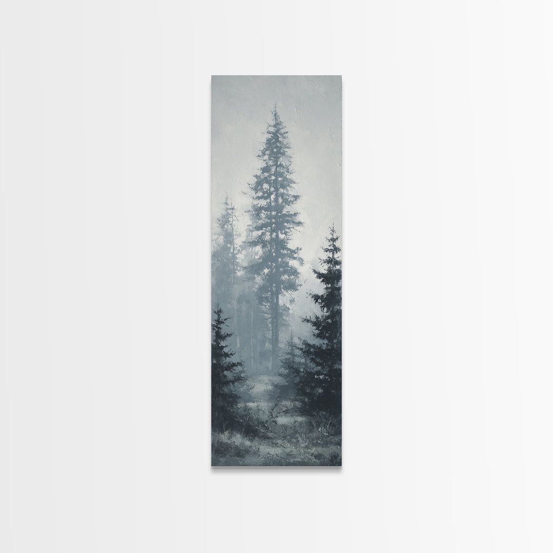 Moody Foggy Forest Canvas Print, Black and White Art, Printable Art, Living Room Decor, Fine Art, Monochrome, Gallery Decor, BAW-1x3-43