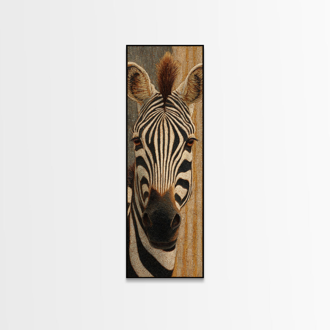 Zebra Stripe Closeup as Graphic Abstraction Canvas Print, Black and White Art, Art Print, Living Room Decor, Monochrome, BAW-1x3-44