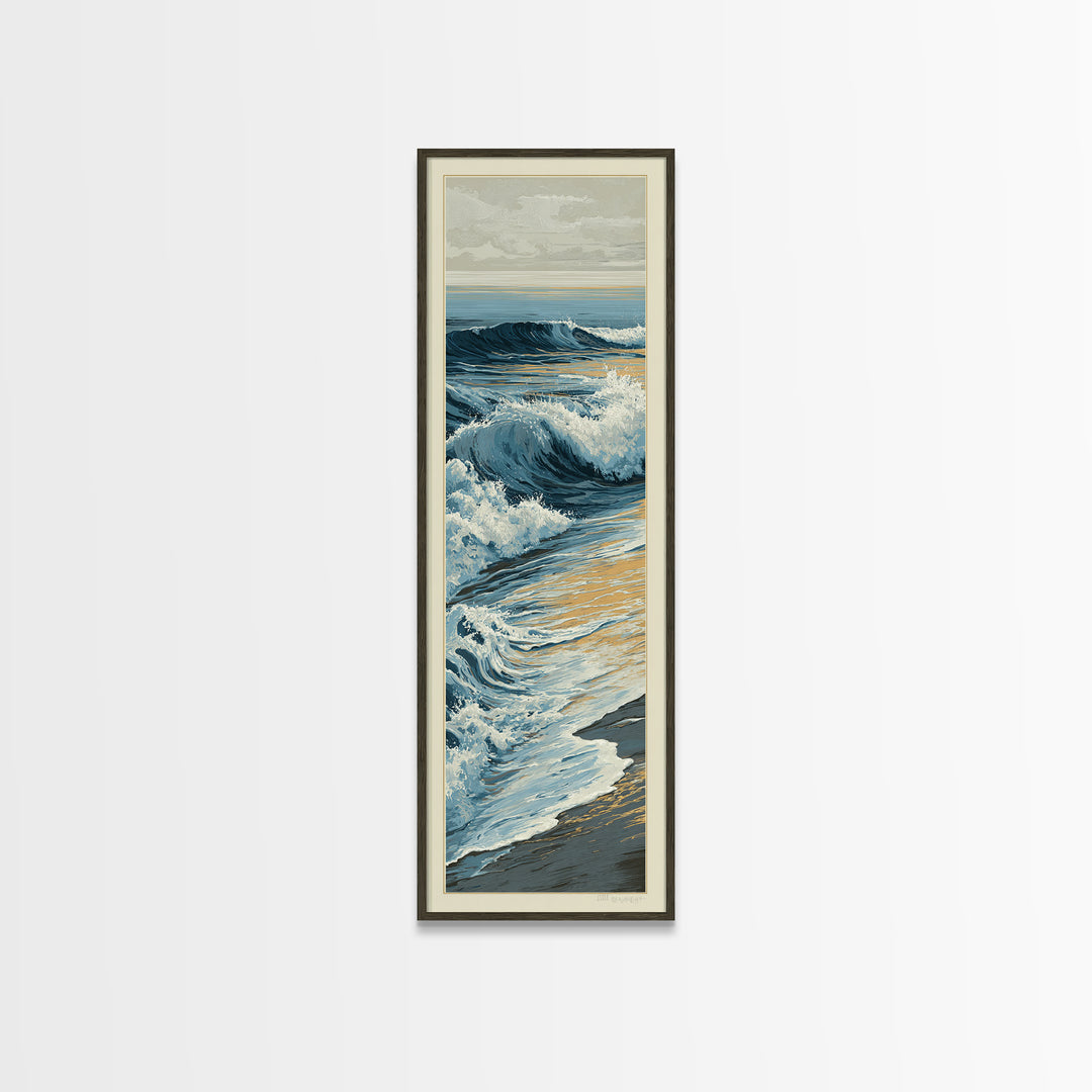 Stormy Ocean Wave Framed Canvas Print, Black and White Art, Modern Decor, Living Room Decor, Fine Art, Monochrome, Wall Decor, BAW-1x3-46