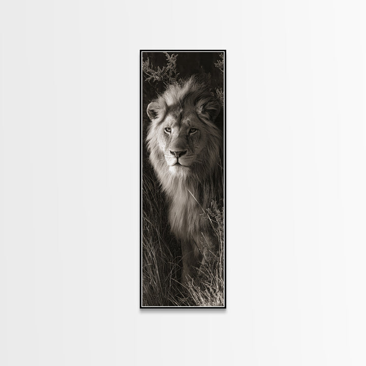 Dramatic Black and White Lion Portrait Canvas Print, Black and White Art, Art, Living Room Decor, Fine Art, Monochrome, BAW-1x3-77