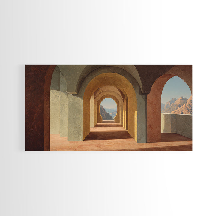 High Contrast Architectural Arches and Shadows Canvas Print, Black and White Art, Digital Art, Living Room Decor, Monochrome, BAW-2x1-23