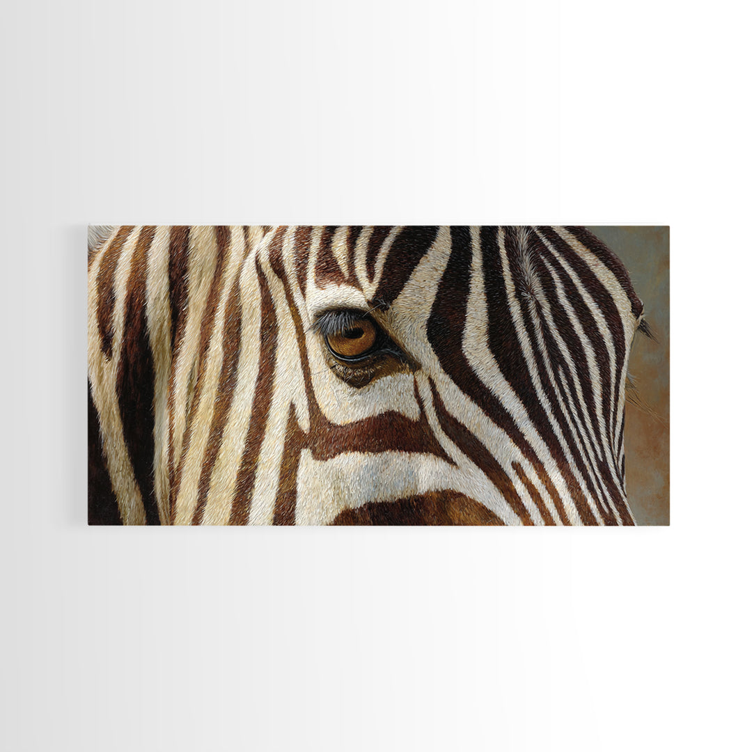 Zebra Stripe Closeup as Graphic Abstraction Canvas Print, Black and White Art, Contemporary Art, Living Room Decor, Monochrome, BAW-2x1-28