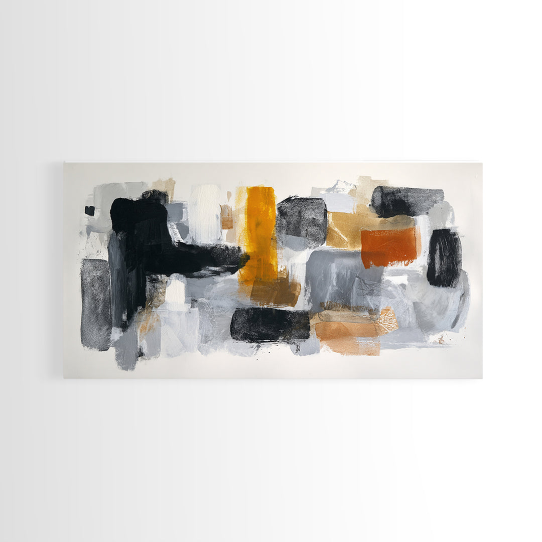 Abstract Charcoal Gestures on White Paper Canvas Print, Black and White Art, Digital Prints, Living Room Decor, Abstract Art, BAW-2x1-48