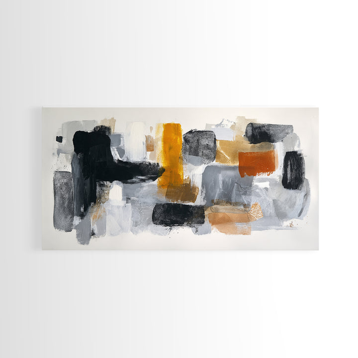 Abstract Charcoal Gestures on White Paper Canvas Print, Black and White Art, Digital Prints, Living Room Decor, Abstract Art, BAW-2x1-48