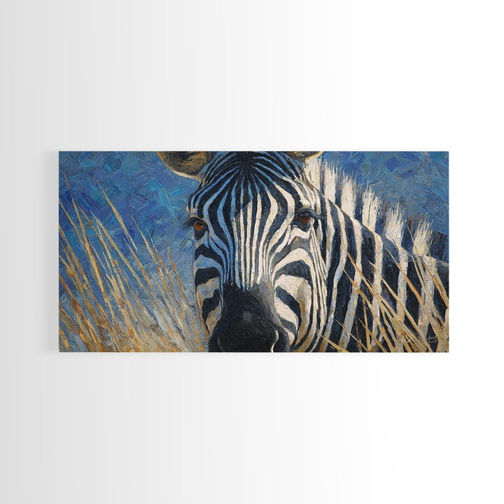 Zebra Stripe Closeup as Graphic Abstraction Canvas Print, Black and White Art, Halloween Decor, Living Room Decor, Monochrome, BAW-2x1-52
