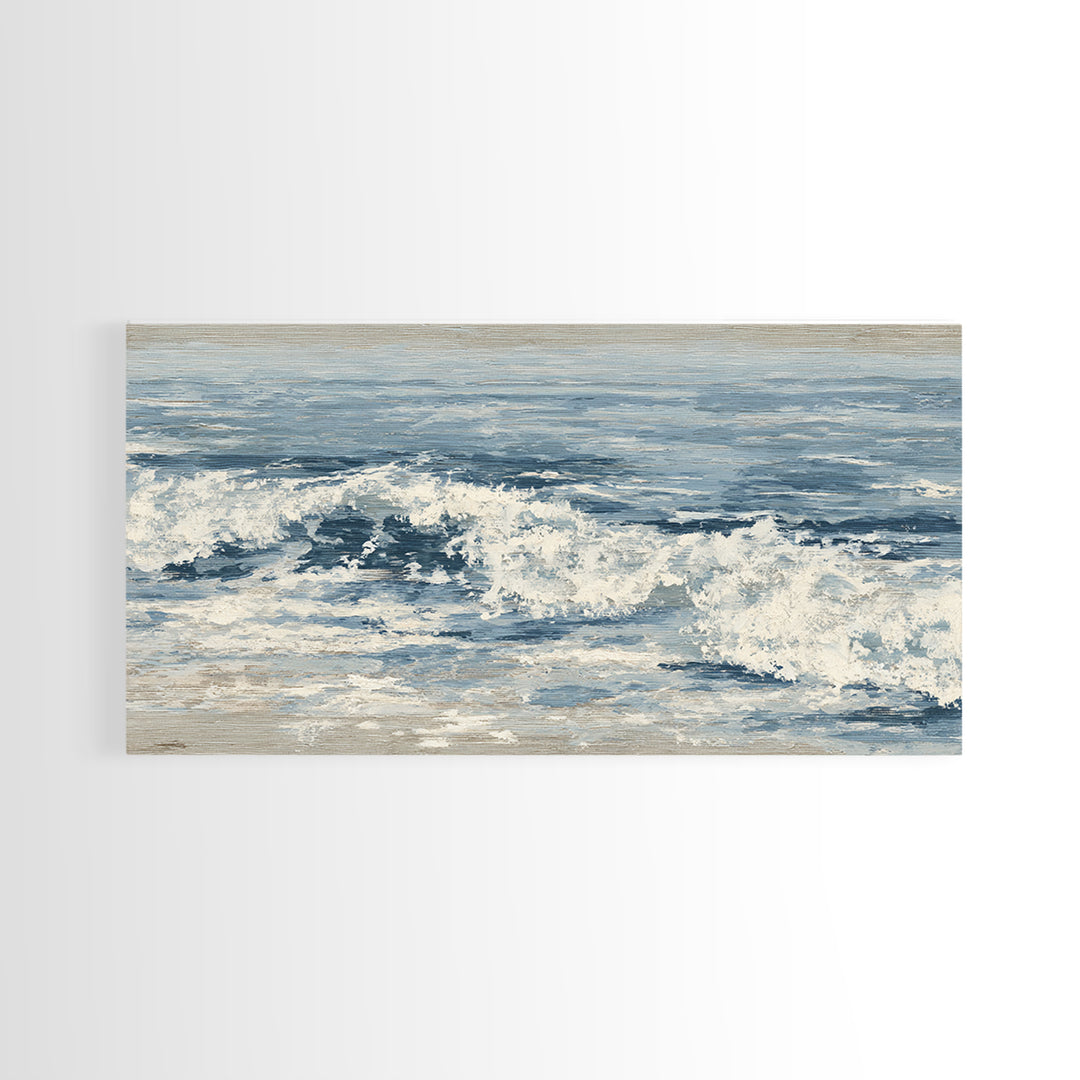 Stormy Ocean Wave Canvas Print, Black and White Art, Digital Prints, Living Room Decor, Fine Art, Monochrome, Wood Wall Art, BAW-2x1-54