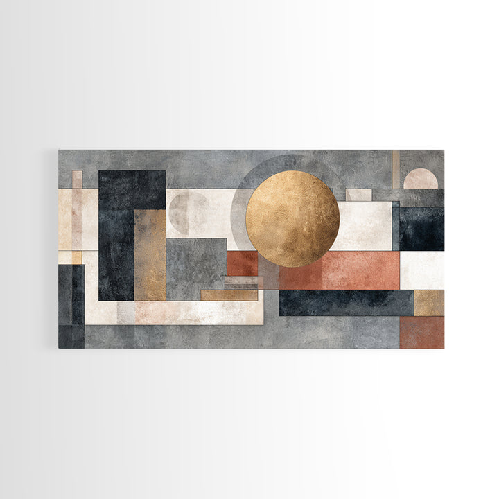 Geometric Bauhaus Grayscale Shapes Canvas Print, Black and White Art, Wall Art, Living Room Decor, Abstract Art, Monochrome, BAW-2x1-62