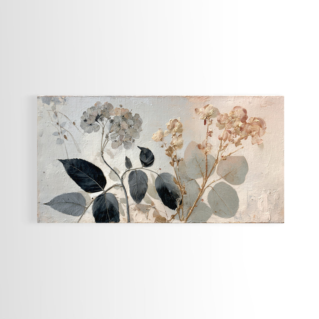 Black and White Botanical Specimen Plate Canvas Print, Black and White Art, Gallery Decor, Living Room Decor, Monochrome, BAW-2x1-67
