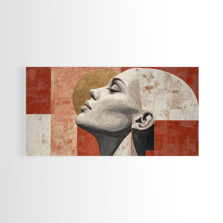 Monochrome Female Profile Canvas Print, Black and White Art, Printable Art, Living Room Decor, Abstract Art, Monochrome, BAW-2x1-69