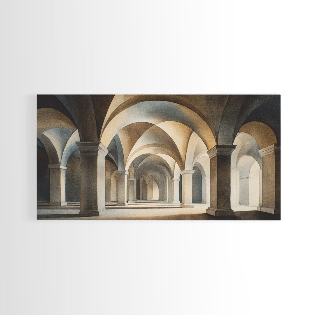 High Contrast Architectural Arches and Shadows Canvas Print, Black and White Art, Set of 3 Prints, Living Room Decor, BAW-2x1-71