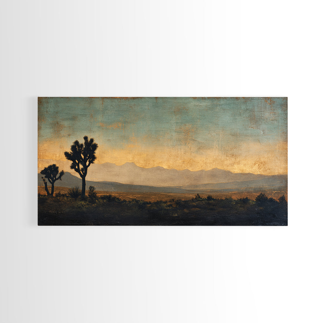 Monochrome Desert Cactus Silhouette Canvas Print, Black and White Art, Apartment Decor, Living Room Decor, Oil Painting, BAW-2x1-89