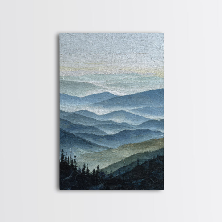 Black Ink Mountain Range Canvas Print, Black and White Art, Contemporary Art, Living Room Decor, Fine Art, Monochrome, BAW-2x3-10