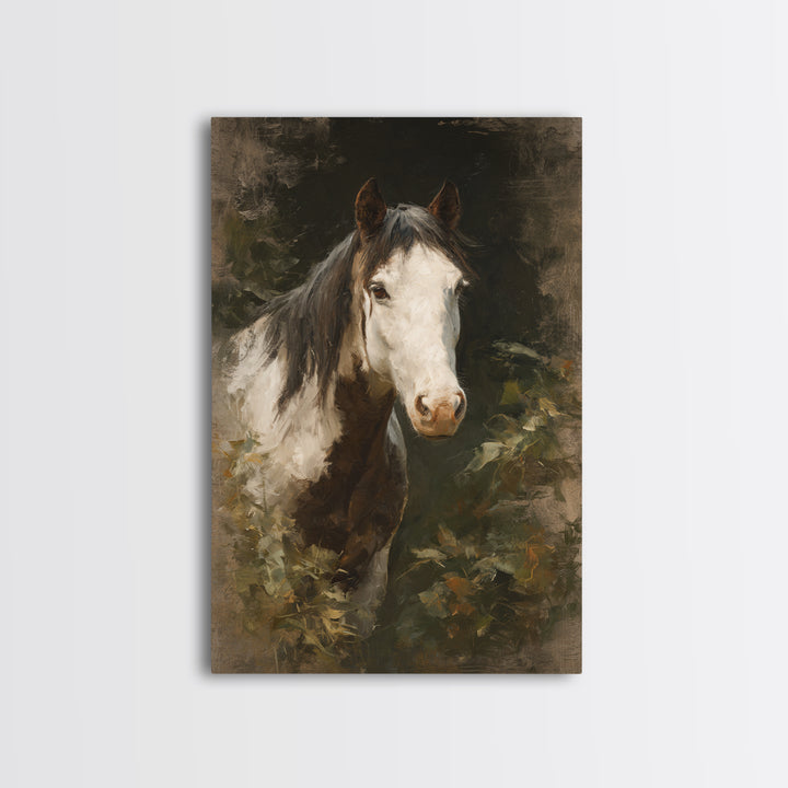 Black and White Wild Horse Portrait Canvas Print, Black and White Art, Printable Wall Art, Living Room Decor, Monochrome, BAW-2x3-13
