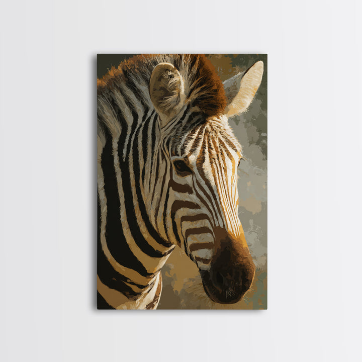 Zebra Stripe Closeup as Graphic Abstraction Canvas Print, Black and White Art, Gallery Decor, Living Room Decor, Monochrome, BAW-2x3-16