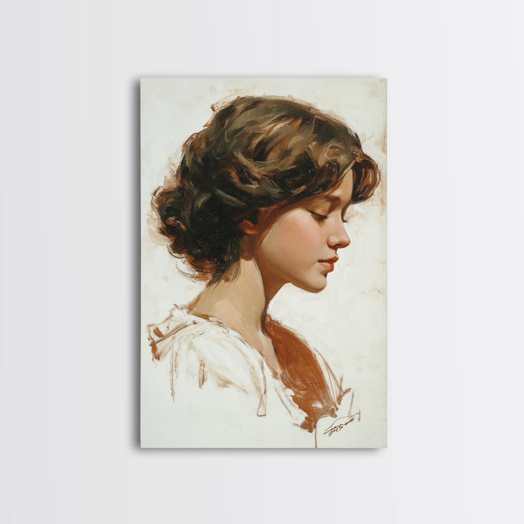 Classic Nude Figure Sketch Framed Canvas Print, Black and White Art, Mid Century Modern, Living Room Decor, Monochrome, BAW-2x3-17