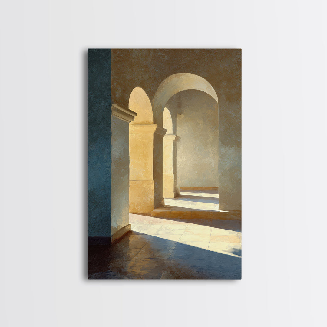 High Contrast Architectural Arches and Shadows Canvas Print, Black and White Art, Digital Art, Living Room Decor, Monochrome, BAW-2x3-35