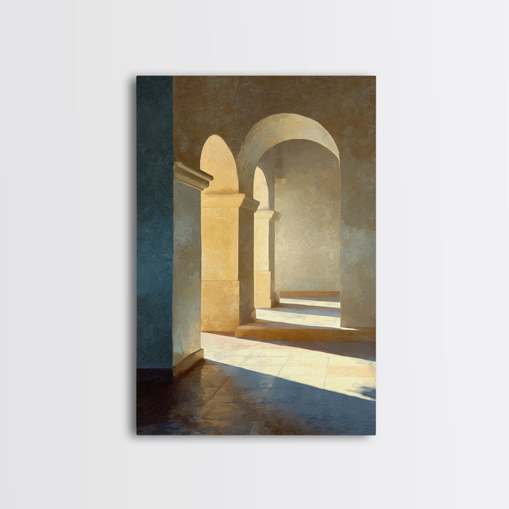 High Contrast Architectural Arches and Shadows Canvas Print, Black and White Art, Digital Art, Living Room Decor, Monochrome, BAW-2x3-35