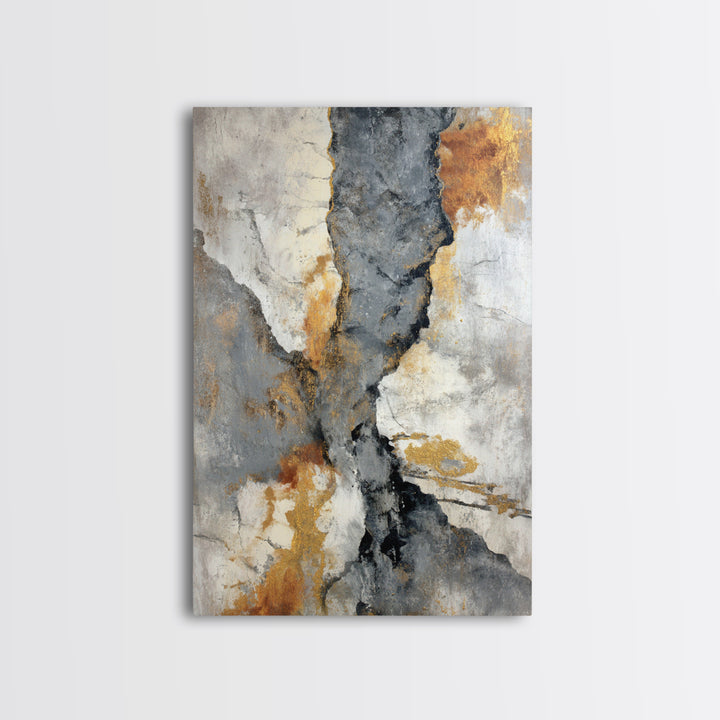 Abstract Marble Texture Framed Canvas Print, Black and White Art, Mid Century Modern, Living Room Decor, Fine Art, Monochrome, BAW-2x3-47