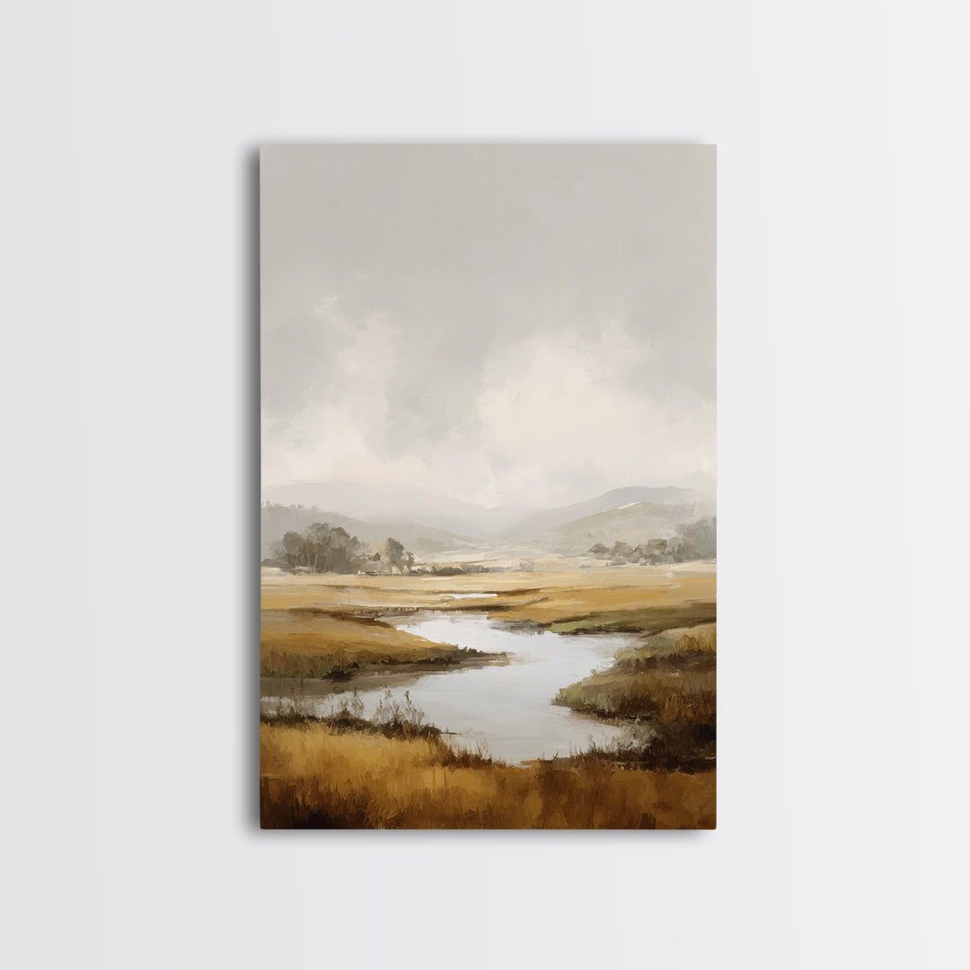 Misty Bridge Landscape Framed Canvas Print, Black and White Art, Art Prints, Living Room Decor, Fine Art, Monochrome, BAW-2x3-51
