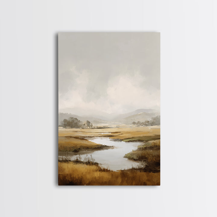 Misty Bridge Landscape Framed Canvas Print, Black and White Art, Art Prints, Living Room Decor, Fine Art, Monochrome, BAW-2x3-51
