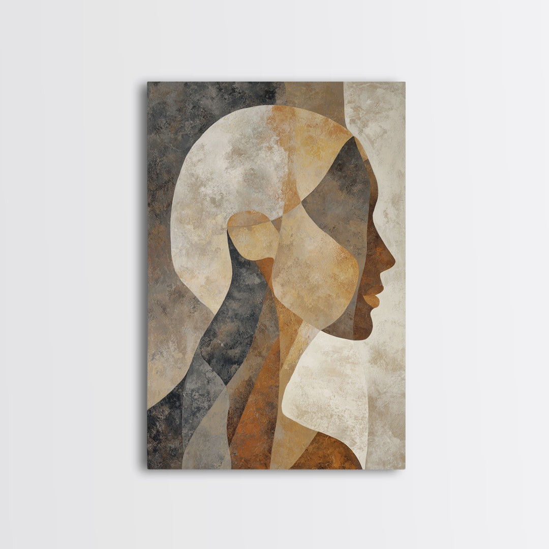 Monochrome Female Profile Canvas Print, Black and White Art, Modern Wall Art, Living Room Decor, Fine Art, Monochrome, BAW-2x3-57