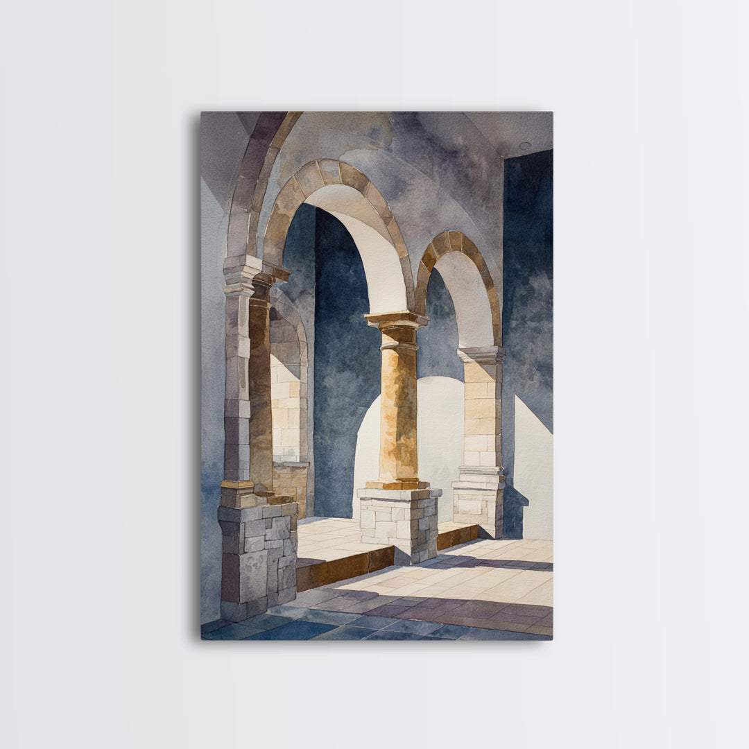 High Contrast Architectural Arches and Shadows Canvas Print, Black and White Art, Original Art, Living Room Decor, Monochrome, BAW-2x3-59