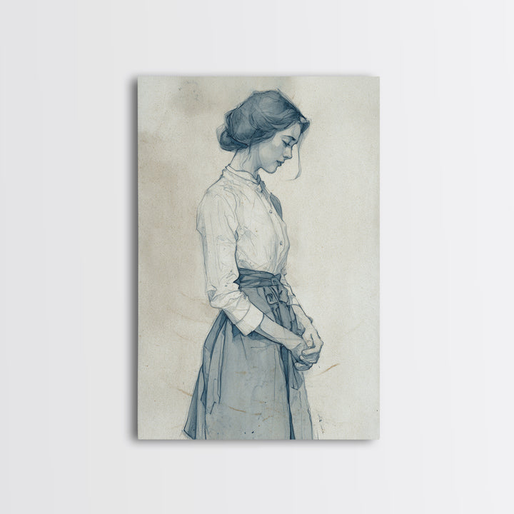 Classic Nude Figure Sketch Canvas Print, Black and White Art, Apartment Decor, Living Room Decor, Fine Art, Monochrome, BAW-2x3-65