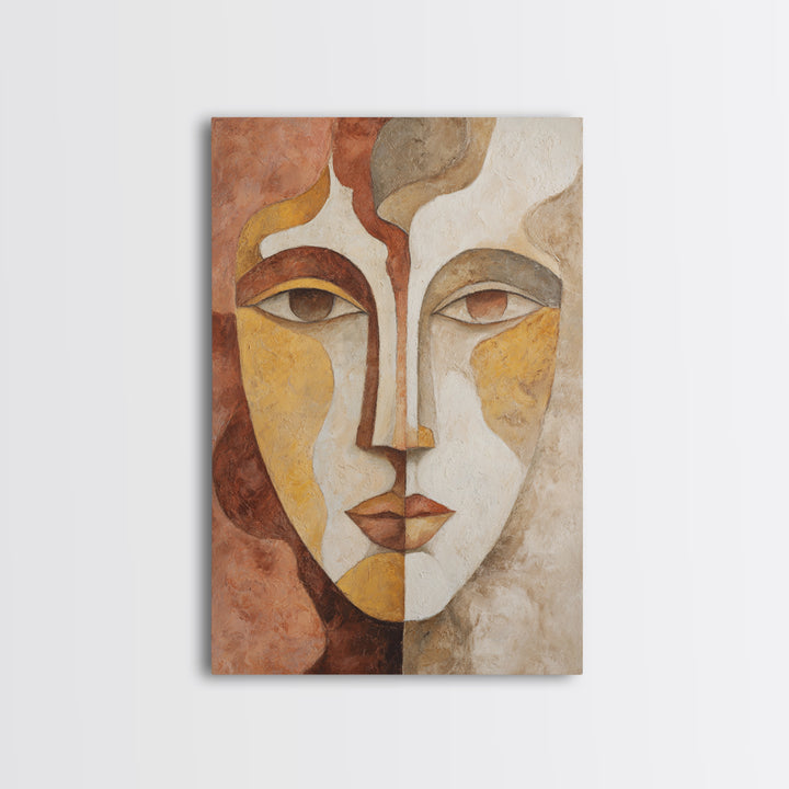 Minimal Face Pair Drawn Canvas Print, Black and White Art, Art Print, Living Room Decor, Monochrome, Abstract Wall Art, BAW-2x3-70