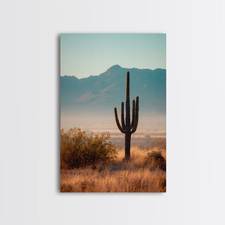 Monochrome Desert Cactus Silhouette Canvas Print, Black and White Art, Abstract Wall Art, Living Room Decor, Watercolor Art, BAW-2x3-77