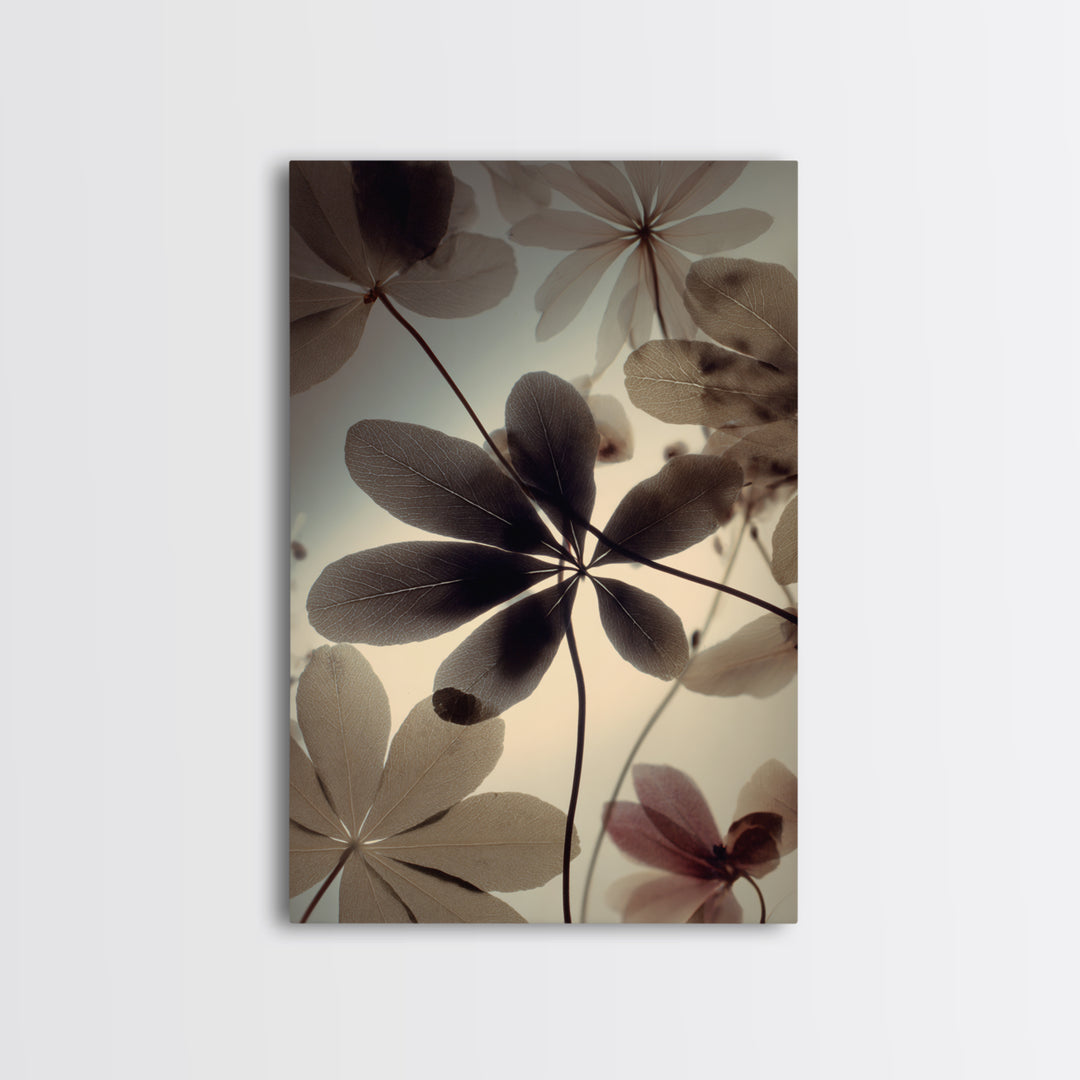 Black and White Botanical Specimen Plate Canvas Print, Black and White Art, Large Wall Art, Living Room Decor, Monochrome, BAW-2x3-79