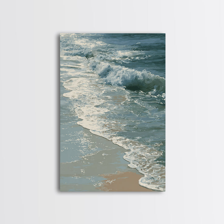 Stormy Ocean Wave Framed Canvas Print, Black and White Art, Gothic Decor, Living Room Decor, Oil Painting, Monochrome, BAW-2x3-90