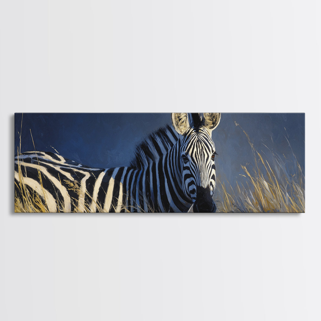 Zebra Stripe Closeup as Graphic Abstraction Canvas Print, Black and White Art, Cabin Decor, Living Room Decor, Abstract Art, BAW-3x1-24