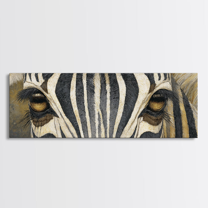 Zebra Stripe Closeup as Graphic Abstraction Canvas Print, Black and White Art, Textured Painting, Living Room Decor, Monochrome, BAW-3x1-48