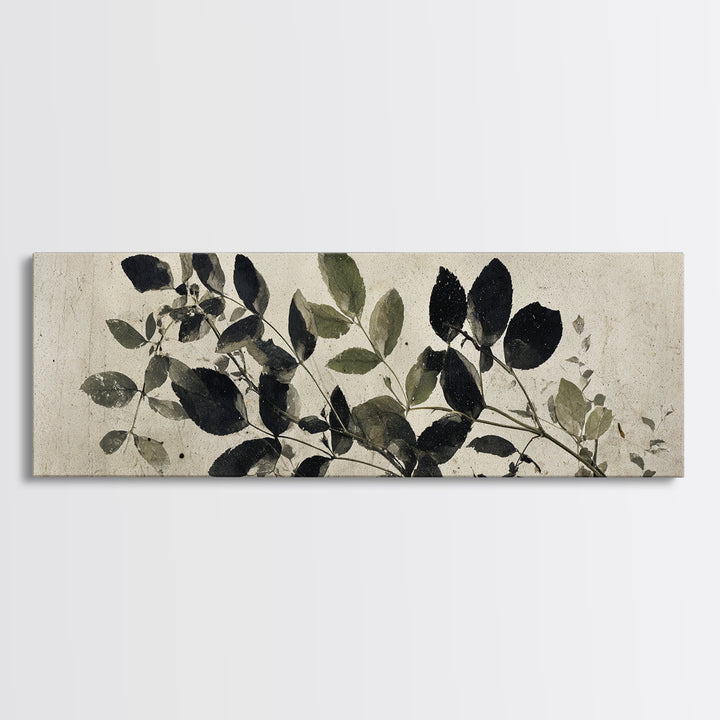 Black and White Botanical Specimen Plate Canvas Print, Black and White Art, Contemporary Art, Living Room Decor, Monochrome, BAW-3x1-63