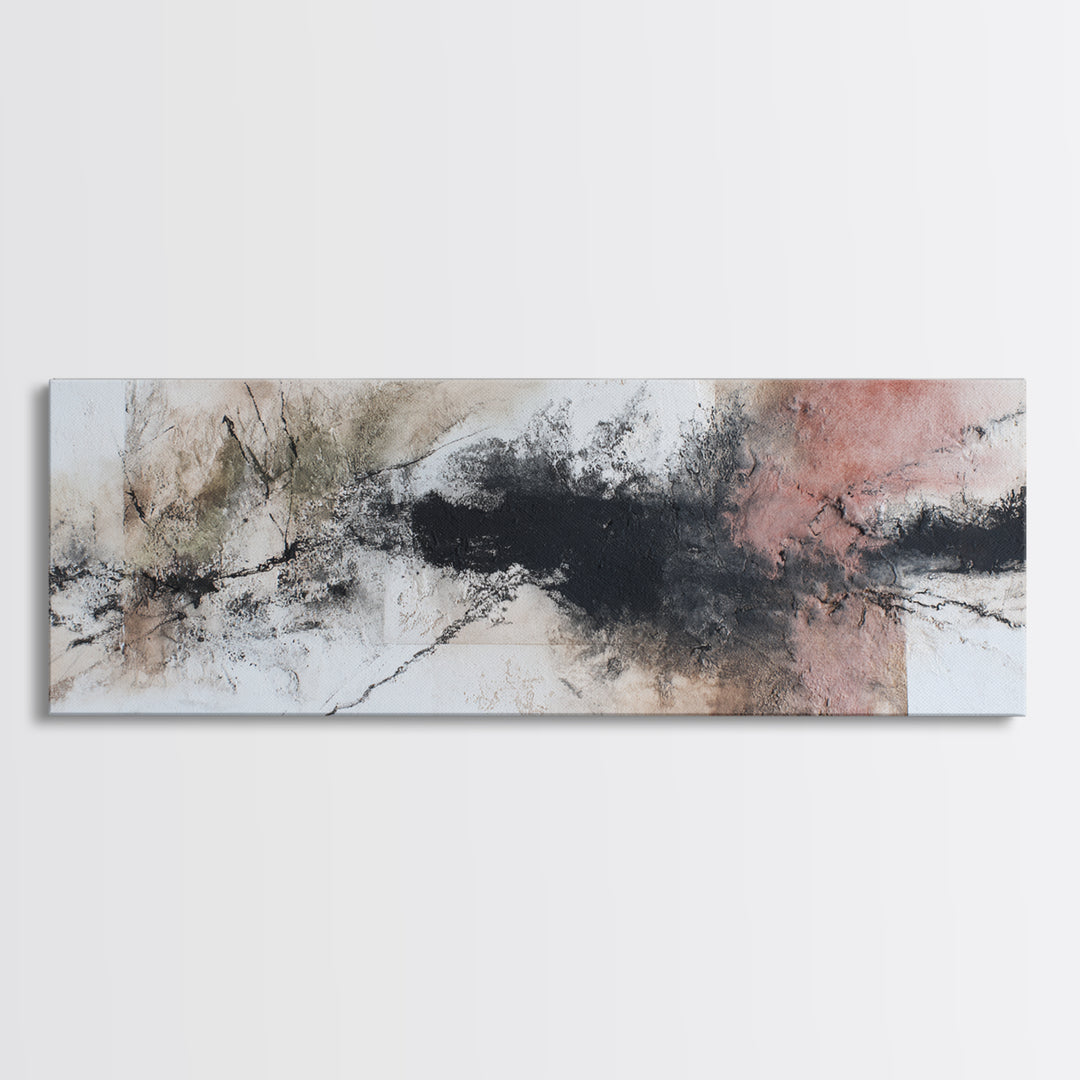 Abstract Charcoal Gestures on White Paper Canvas Print, Black and White Art, Home Decor, Living Room Decor, Monochrome, BAW-3x1-68