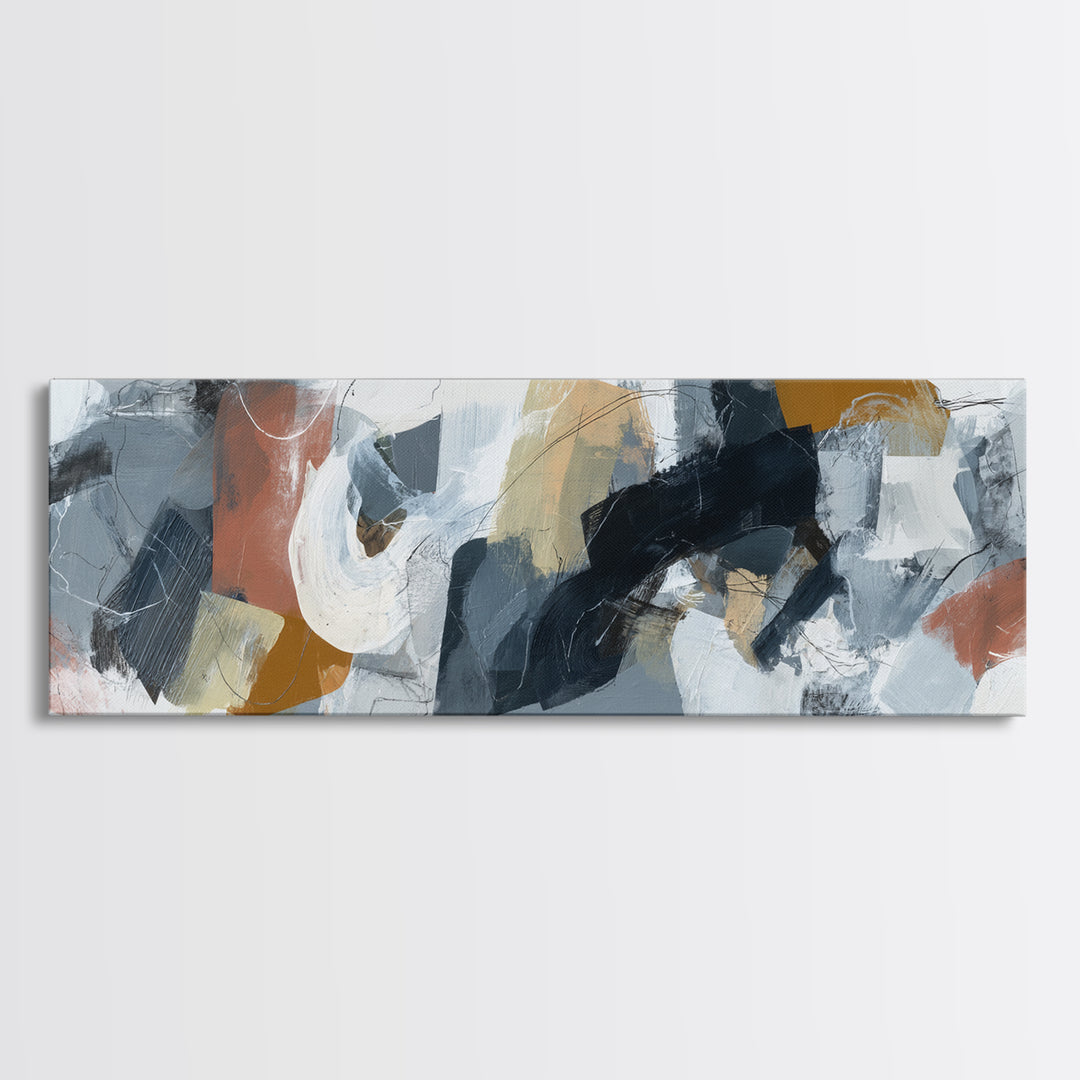 Abstract Charcoal Gestures on White Paper Canvas Print, Black and White Art, Art Prints, Living Room Decor, Monochrome, BAW-3x1-92
